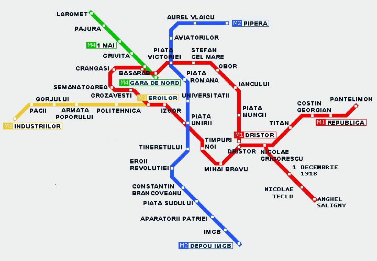 mapa metra w Bukareszcie