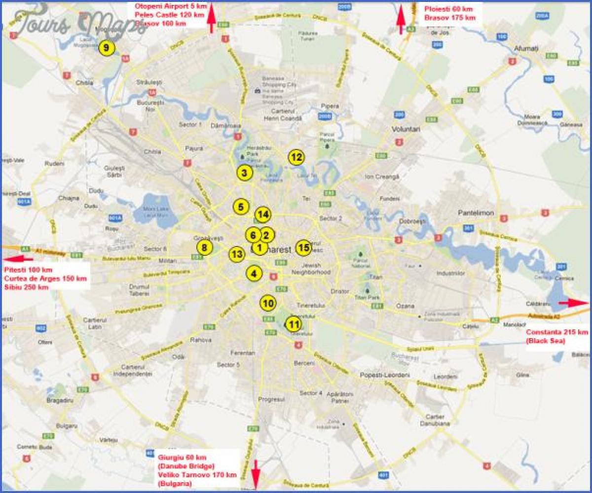 Mapa Bukareszt zabytki 