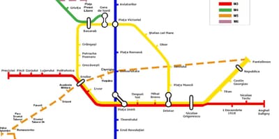 Mapa metra w Bukareszcie, Rumunia